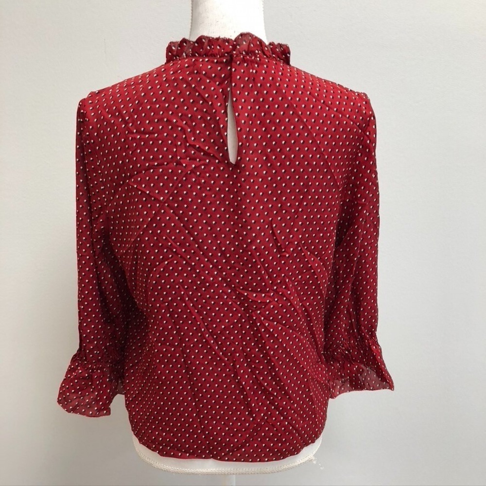 Frame Brooke Red Heart Silk Blouse Shirt Womens Small Red Business Teacher - Picture 3 of 16